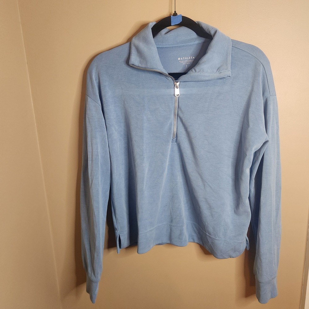 Athleta Seasoft Quarter Zip  Light Blue 882393 Size S